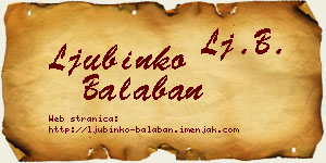 Ljubinko Balaban vizit kartica
